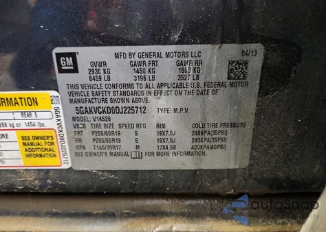 2013 Buick Enclave from USA, damaged, VIN 5GAKVCKD0DJ225712